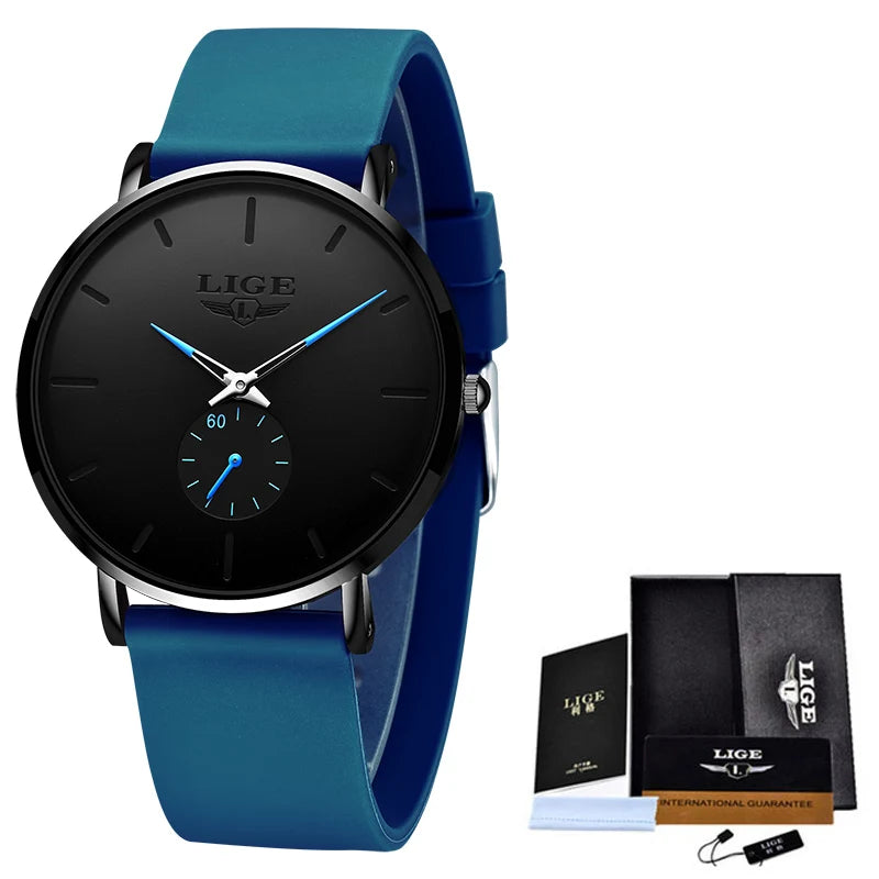 LIGE herenhorloge – Sportieve en trendy stijl, luxemerk, waterdicht, strak en ultradun ontwerp, quartzhorloge voor heren.
