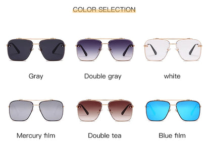 Classic Square Sunglasses Cool Men Vintage Luxury Brand Design Metal Sun Glasses Women Shades UV400 Oculos De Sol