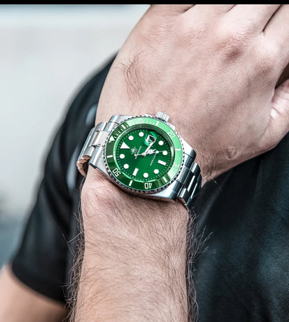 ADDIESDIVE klassische Herrenuhr mit Keramiklünette, 200m wasserdicht, lässige Quarzuhr mit BGW9 blauer Leuchtmasse, Geschenkuhr MY-H3-2