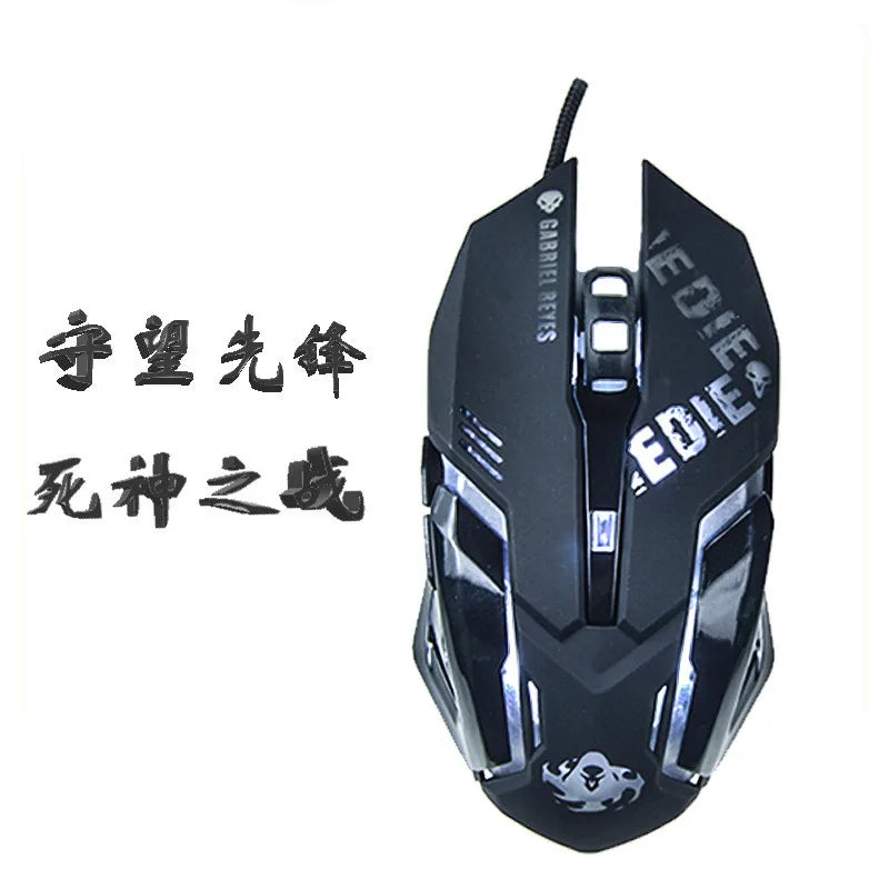 Blue Gaming Mouse DVA Anime Wired Optical Mouse with RGB Breathing Light, 2400DPI E-Sports Gaming Mouse, 6 Buttons USB Gaming Mouse