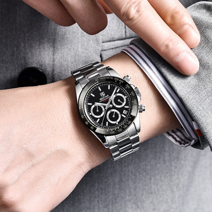 Zegarki męskie BENYAR – luksusowy chronograf, model sportowy, wodoodporny, ze stali nierdzewnej, z mechanizmem kwarcowym