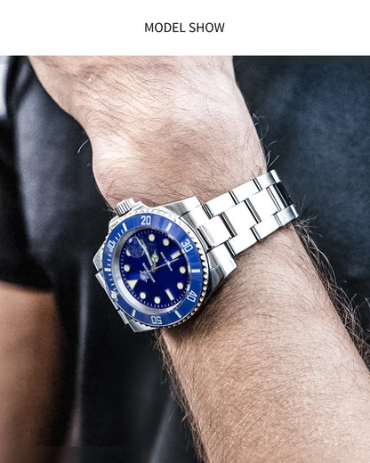 ADDIESDIVE klassische Herrenuhr mit Keramiklünette, 200m wasserdicht, lässige Quarzuhr mit BGW9 blauer Leuchtmasse, Geschenkuhr MY-H3-2