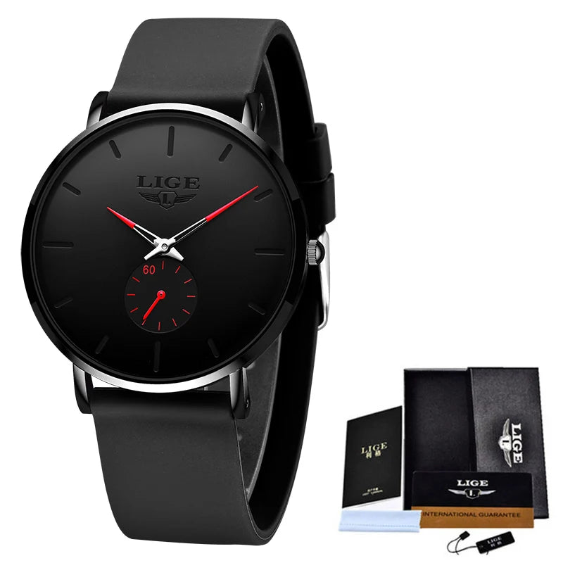 LIGE herenhorloge – Sportieve en trendy stijl, luxemerk, waterdicht, strak en ultradun ontwerp, quartzhorloge voor heren.