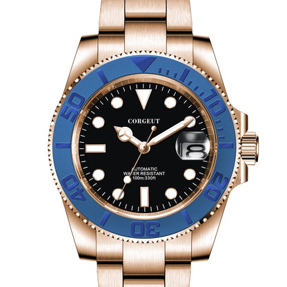 Custom logo NH35 MIYOTA 8215 Automatic Men Watch Luxury Diver Two Tone Gold 316L Stainless Steel Sapphire 10ATM Sterile Sunburs