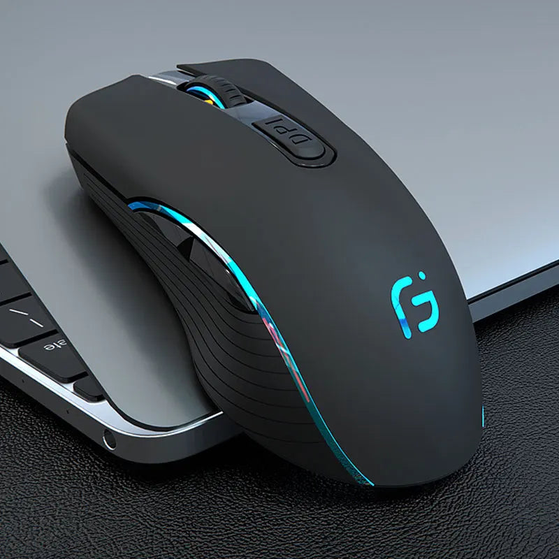 Rechargeable Bluetooth Wireless Mouse, Silent Ergonomic Wireless Mouse with 2400 DPI, Dual Mode Bluetooth & 2.4G USB Mouse for Laptop, MacBook, iPad, PC & Office