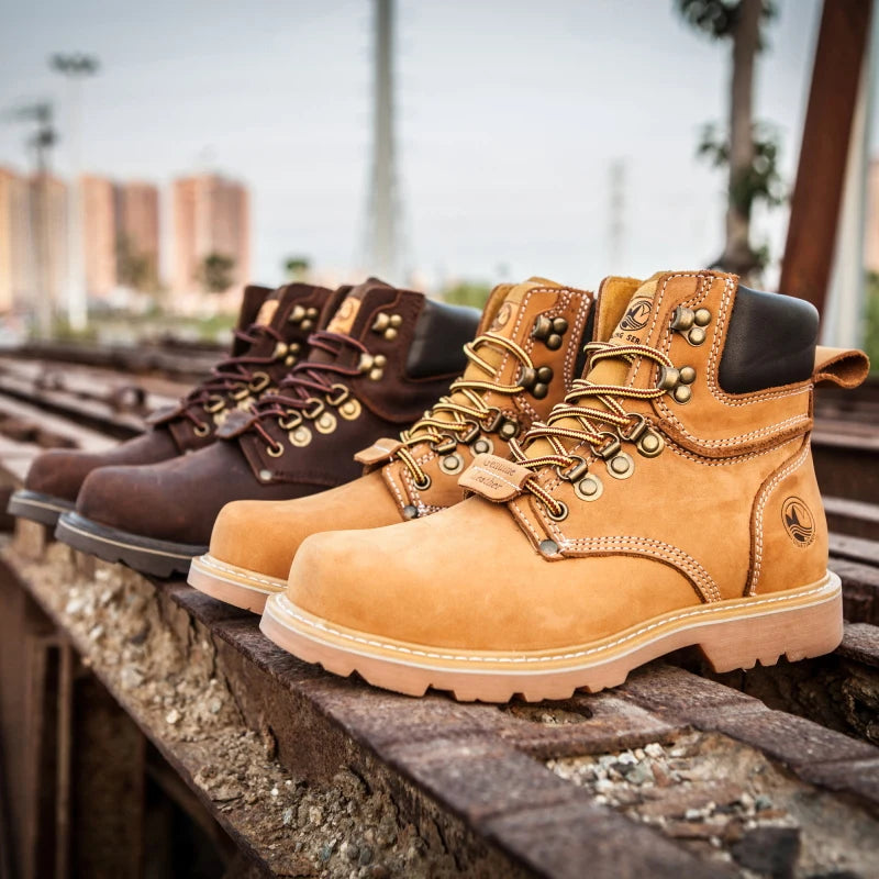 KOWM Scarpe da trekking da uomo in pelle bovina per attività all'aperto, impermeabili, tattiche, scarpe da deserto, stivali da caccia, stivali da neve, sneakers con pelliccia, scarpe da trekking da donna