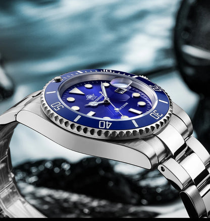 ADDIESDIVE klassische Herrenuhr mit Keramiklünette, 200m wasserdicht, lässige Quarzuhr mit BGW9 blauer Leuchtmasse, Geschenkuhr MY-H3-2