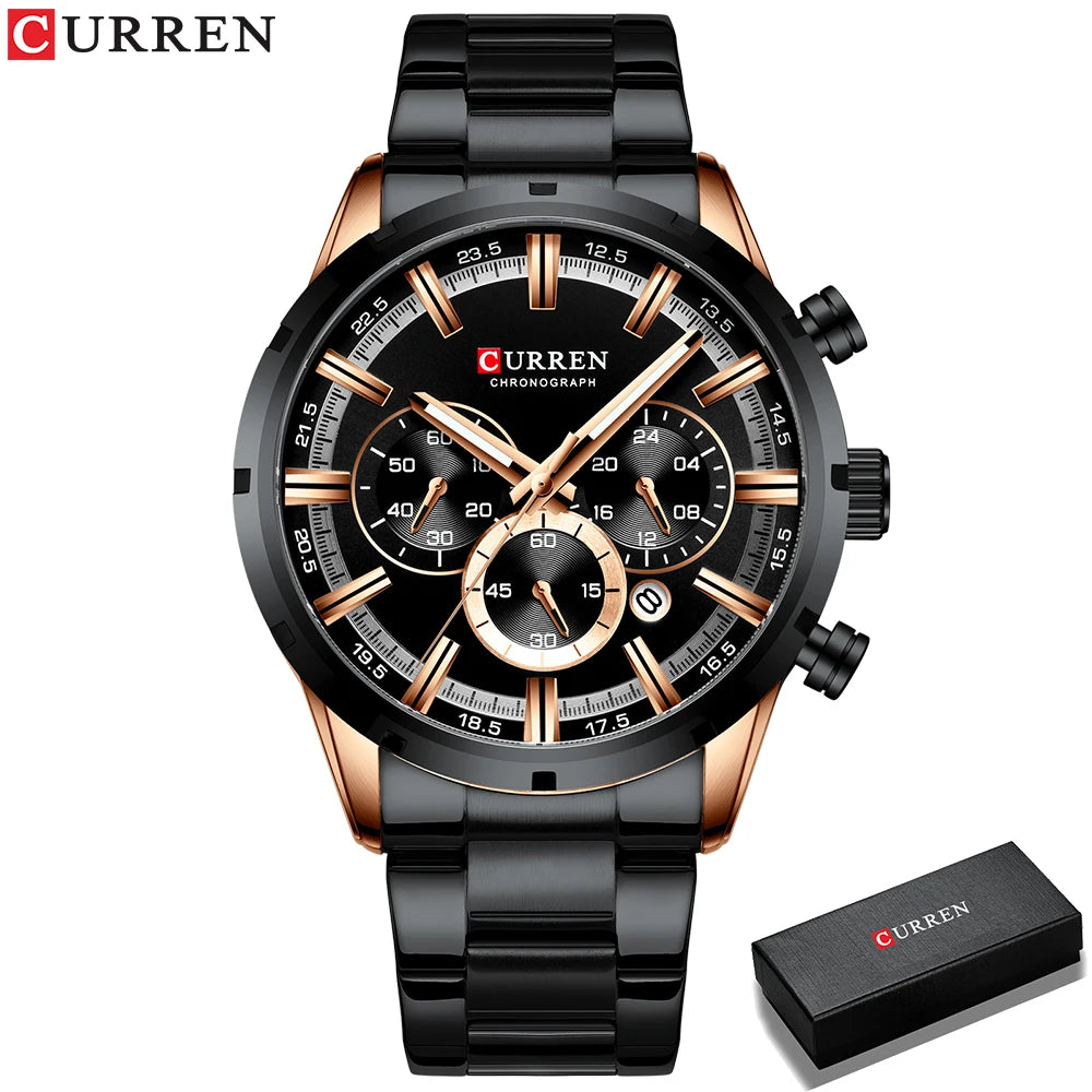 Curren Herrenuhr mit blauem Zifferblatt, Edelstahlarmband und Datumsanzeige – wasserdichte Business-Armbanduhr für Herren im Luxus-Stil