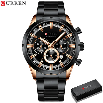 Curren Herrenuhr mit blauem Zifferblatt, Edelstahlarmband und Datumsanzeige – wasserdichte Business-Armbanduhr für Herren im Luxus-Stil