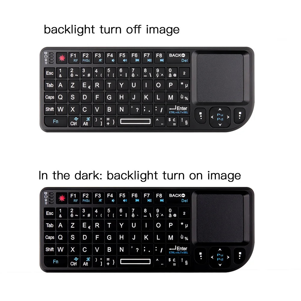 A8 Mini Wireless Keyboard 2.4G RF Backlit Touchpad Russian English Keyboard For MacBook iPad PC Tablet USBRechargeable Air Mouse