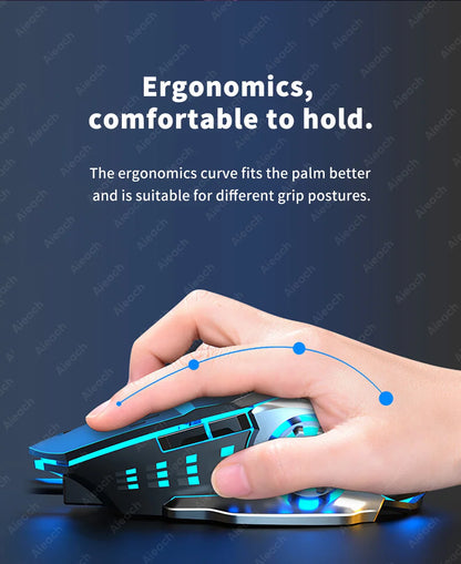 Rechargeable Wireless Gaming Mouse Bluetooth Silent Computer Mouse with RGB Backlight, USB Dual Mode, 6 Buttons, Adjustable DPI for PC, Laptop & Gaming