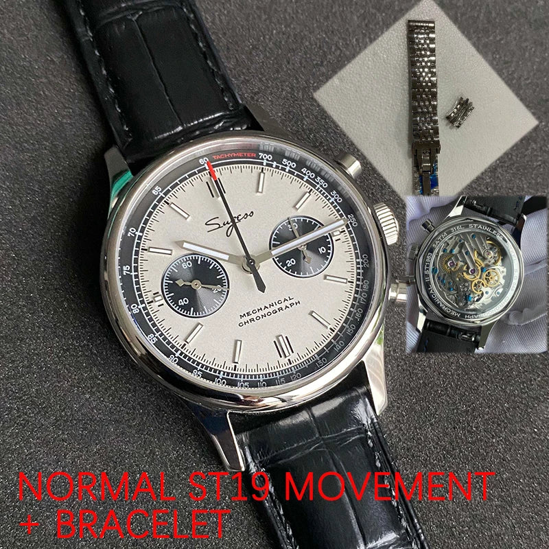 Limited Edition Official Pilot Mechanical Watch Chronograph ST19 Original Military 40MM Men Wristwatch Mechanical Panda Watches