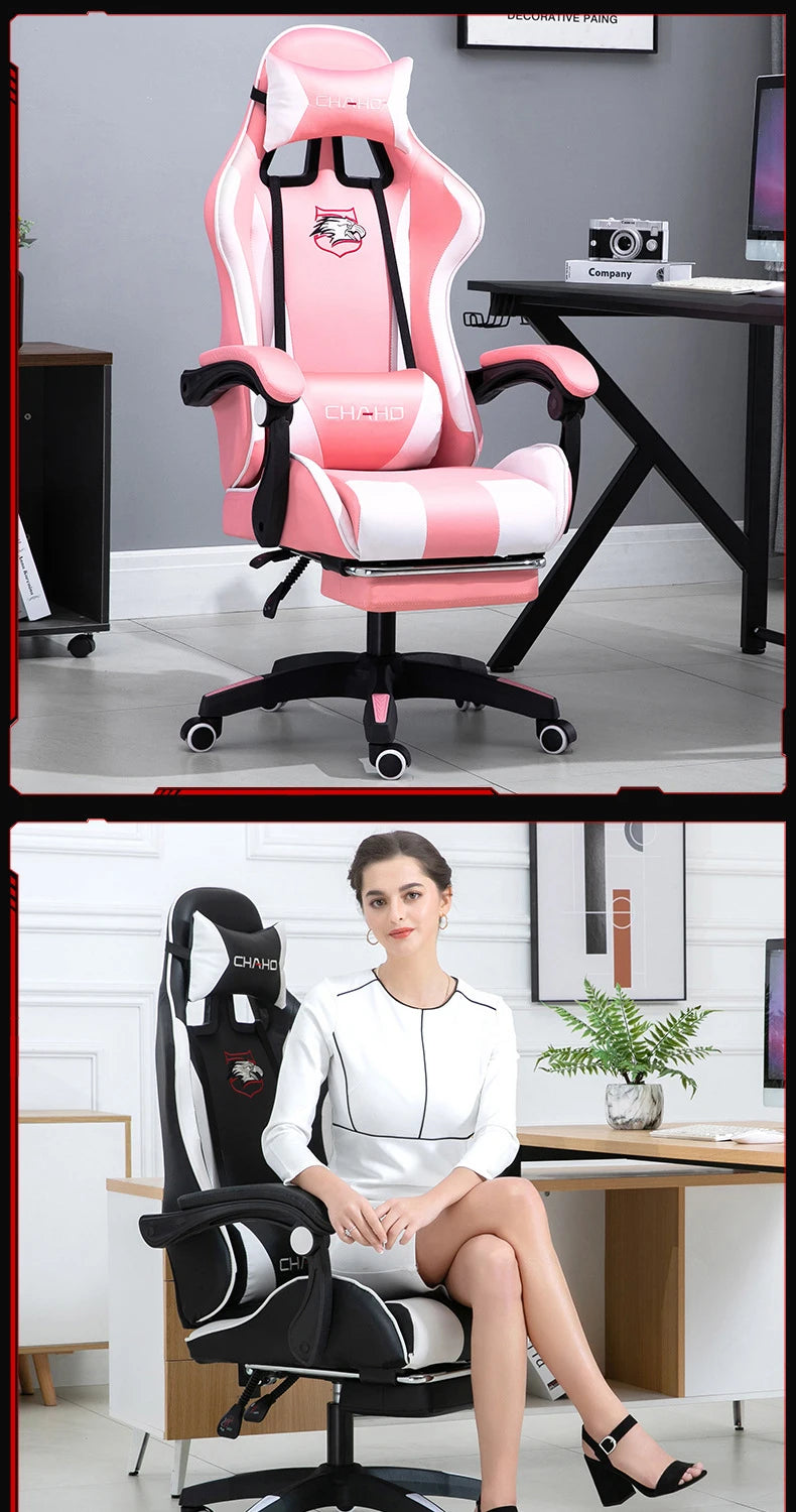 Joylive WCG Ergonomic Gaming Chair Leather Computer Chair Reclining Racing Office Chair with Adjustable Armrests for Gaming Room