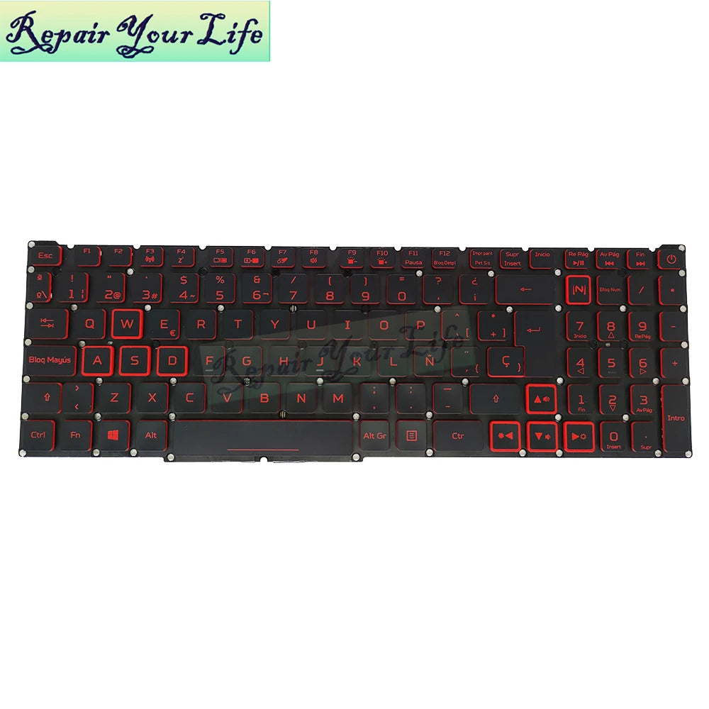 Teclado retroiluminado PT-BR Brazil US RU para Acer Nitro 5 AN515-54 AN515-43 AN517-52 AN517-51 AN517-54 AN715-51 Spain LA IT TR GR FR
