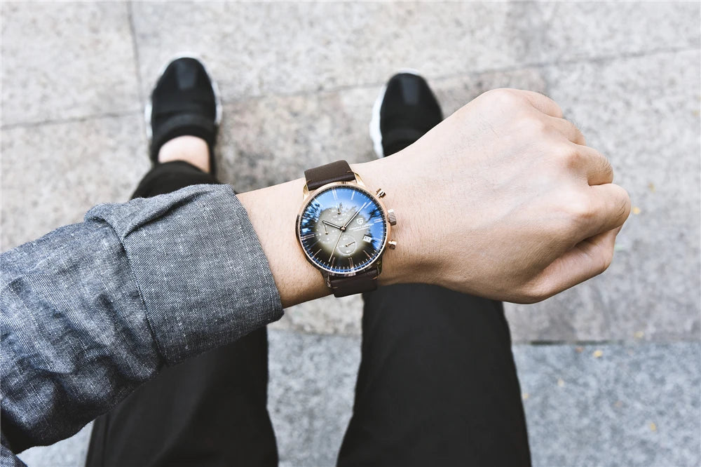 PAGANI DESIGN Men's Fashion Casual Brand Watch Waterproof 30m Luxury Leather Sports Quartz Chronograph VK67 Relogio Masculino