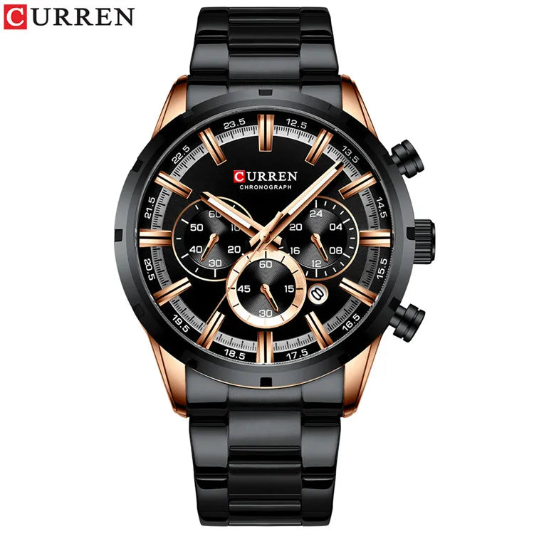 Curren Herrenuhr mit blauem Zifferblatt, Edelstahlarmband und Datumsanzeige – wasserdichte Business-Armbanduhr für Herren im Luxus-Stil
