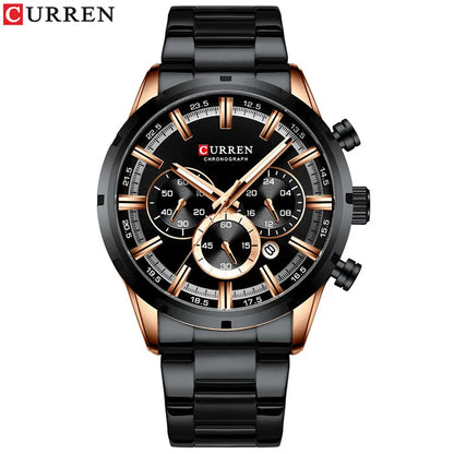 Curren Herrenuhr mit blauem Zifferblatt, Edelstahlarmband und Datumsanzeige – wasserdichte Business-Armbanduhr für Herren im Luxus-Stil