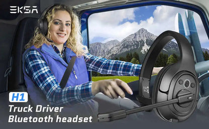 EKSA H1 Bluetooth 5.0 Headset Wireless Headphones With Mic Ai ENC Noise Cancelling Office Earphones For Driver Call Center Skype