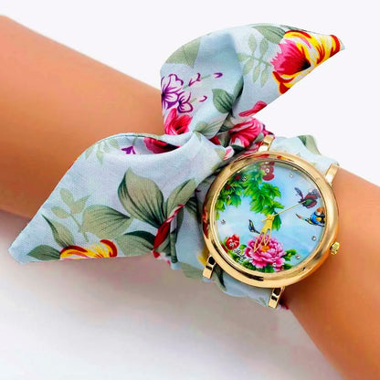 Shsby 2020 Women's Watches Fashion Floral Cloth Ladies Watches Flower Bracelet Clock Dress Wristwatch Luxury Relogio Feminino