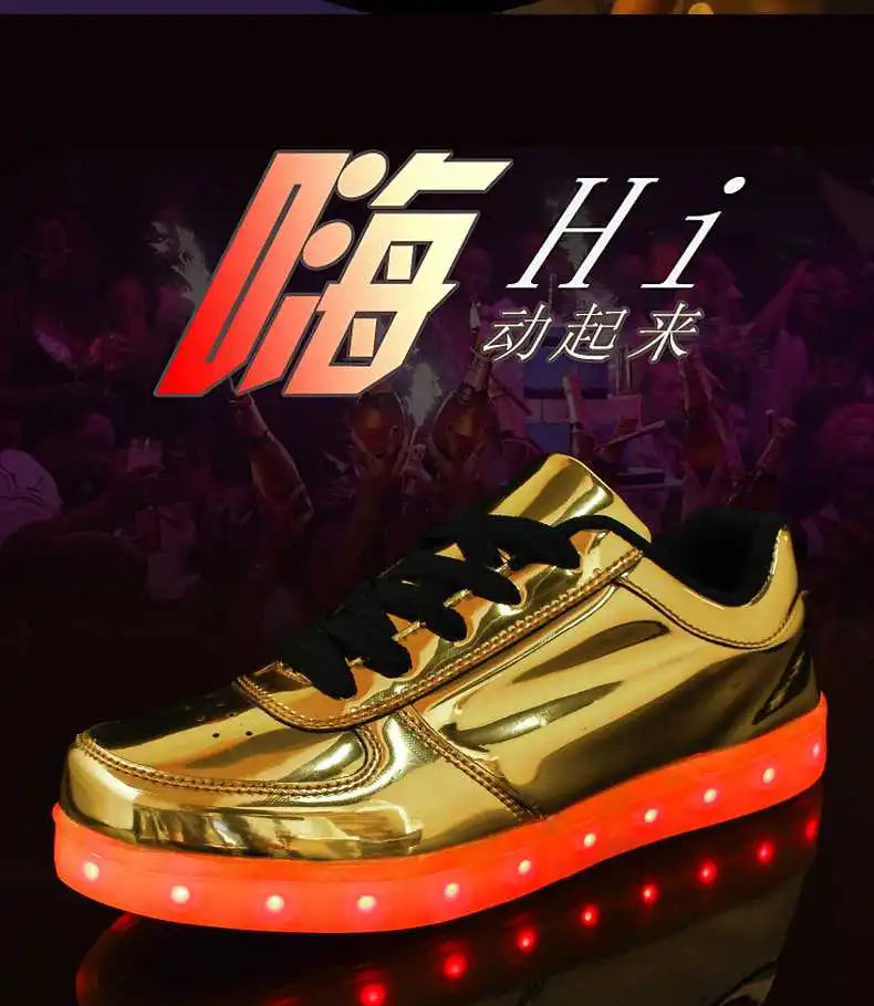 Men Shoes Glowing Light Led Women Spring Fashion Casual Sport Lamp Party Golden Silver Boots Luminous Dancing Flats Sneaker