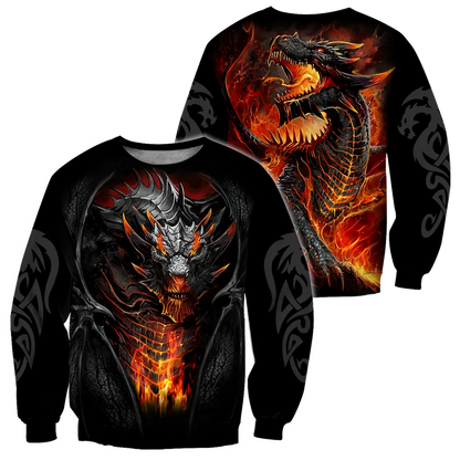 Prekrasna muška uniseks majica s kapuljačom s 3D printom tetovaže vatrenog zmaja, jesenski streetwear ležerna jakna trenirka KJ747