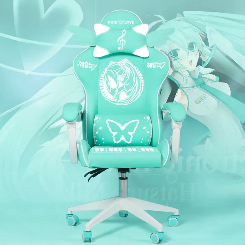 Cute Electronic music girl pink Shilla gaming Chair home Office casual Computer Chair lifting rotating cartoon cartoon chair