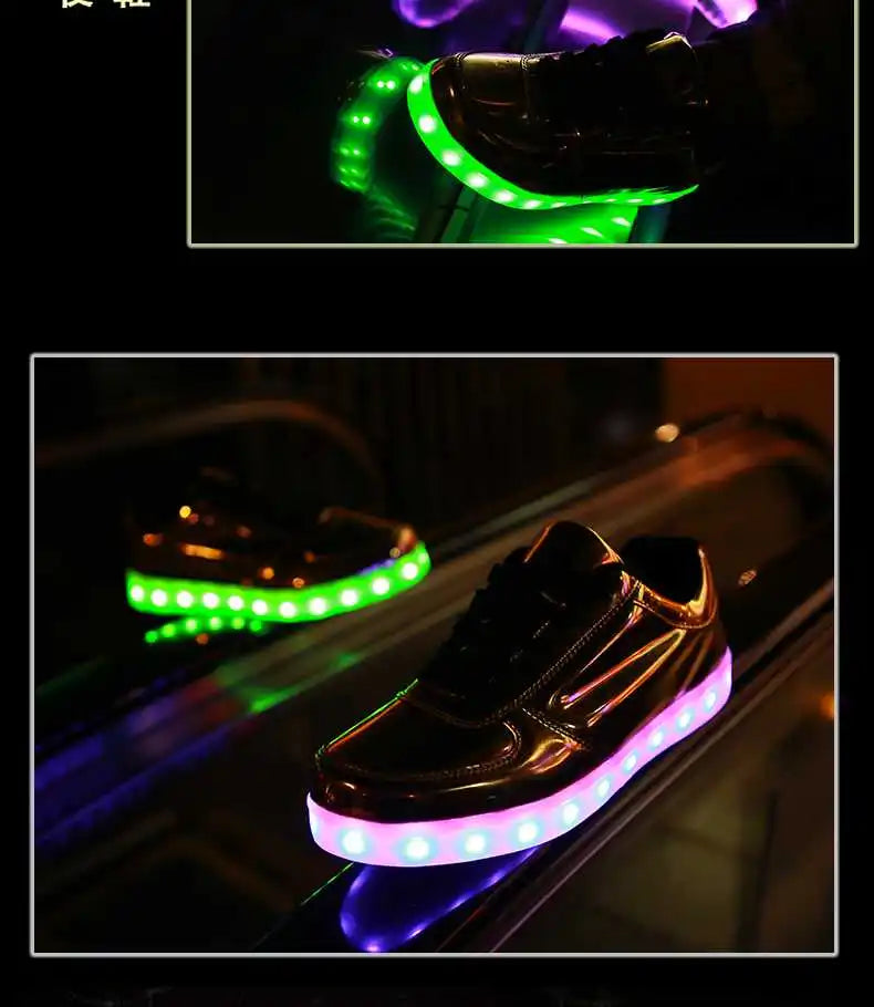 Men Shoes Glowing Light Led Women Spring Fashion Casual Sport Lamp Party Golden Silver Boots Luminous Dancing Flats Sneaker
