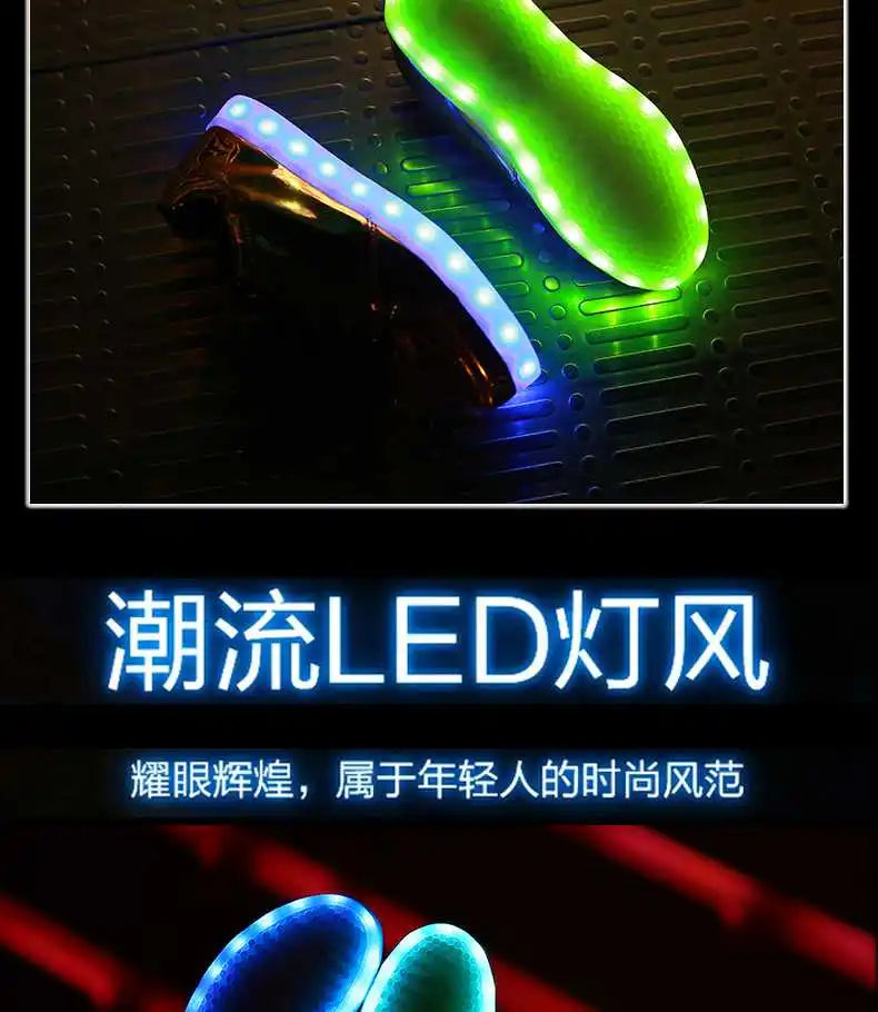 Men Shoes Glowing Light Led Women Spring Fashion Casual Sport Lamp Party Golden Silver Boots Luminous Dancing Flats Sneaker