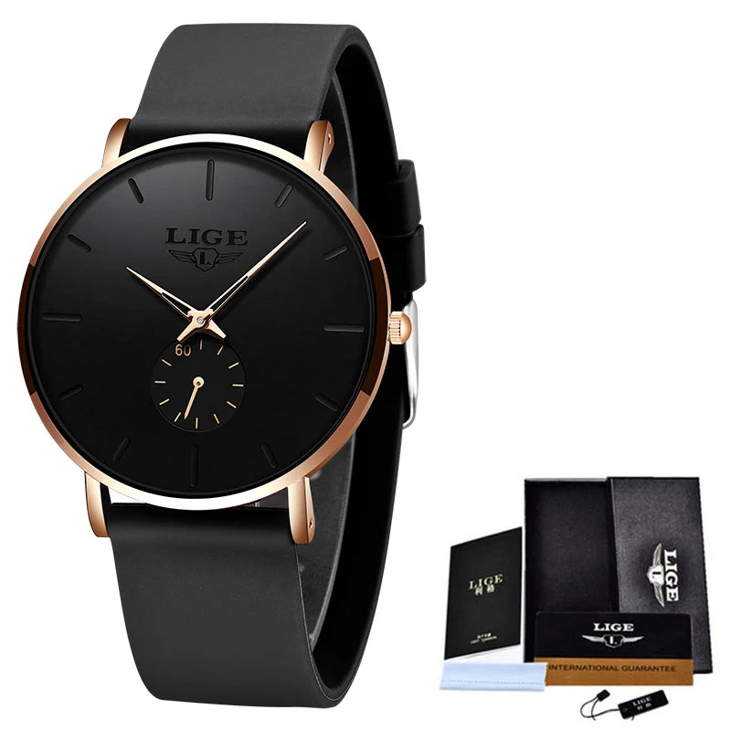 LIGE herenhorloge – Sportieve en trendy stijl, luxemerk, waterdicht, strak en ultradun ontwerp, quartzhorloge voor heren.