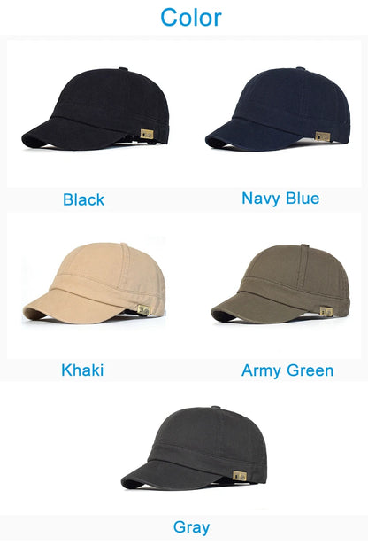 Short Brim Baseball Cap Cotton Men Women Soft Vintage Dad Hat Adjustable Trucker Style Low Profile Caps