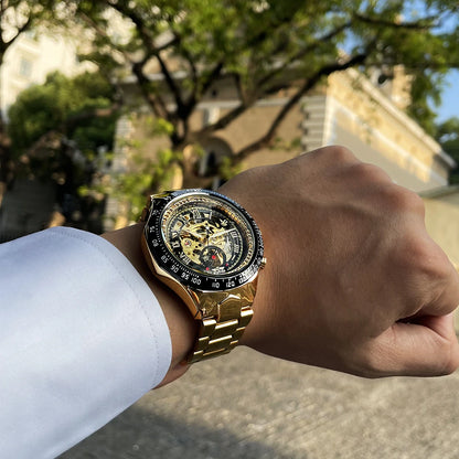 Ceas pentru bărbați Winner – Design sportiv, ramă finisată, stil la modă, marcă de prestigiu, ceas automat cu mecanism vizibil (scheletat)