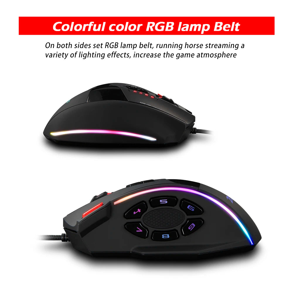 ZELOTES C-13 RGB Gaming Mouse, 10000 DPI Wired Gaming Mouse with 13 Programmable Buttons, RGB Backlit USB Gaming Mouse for PC & Desktop