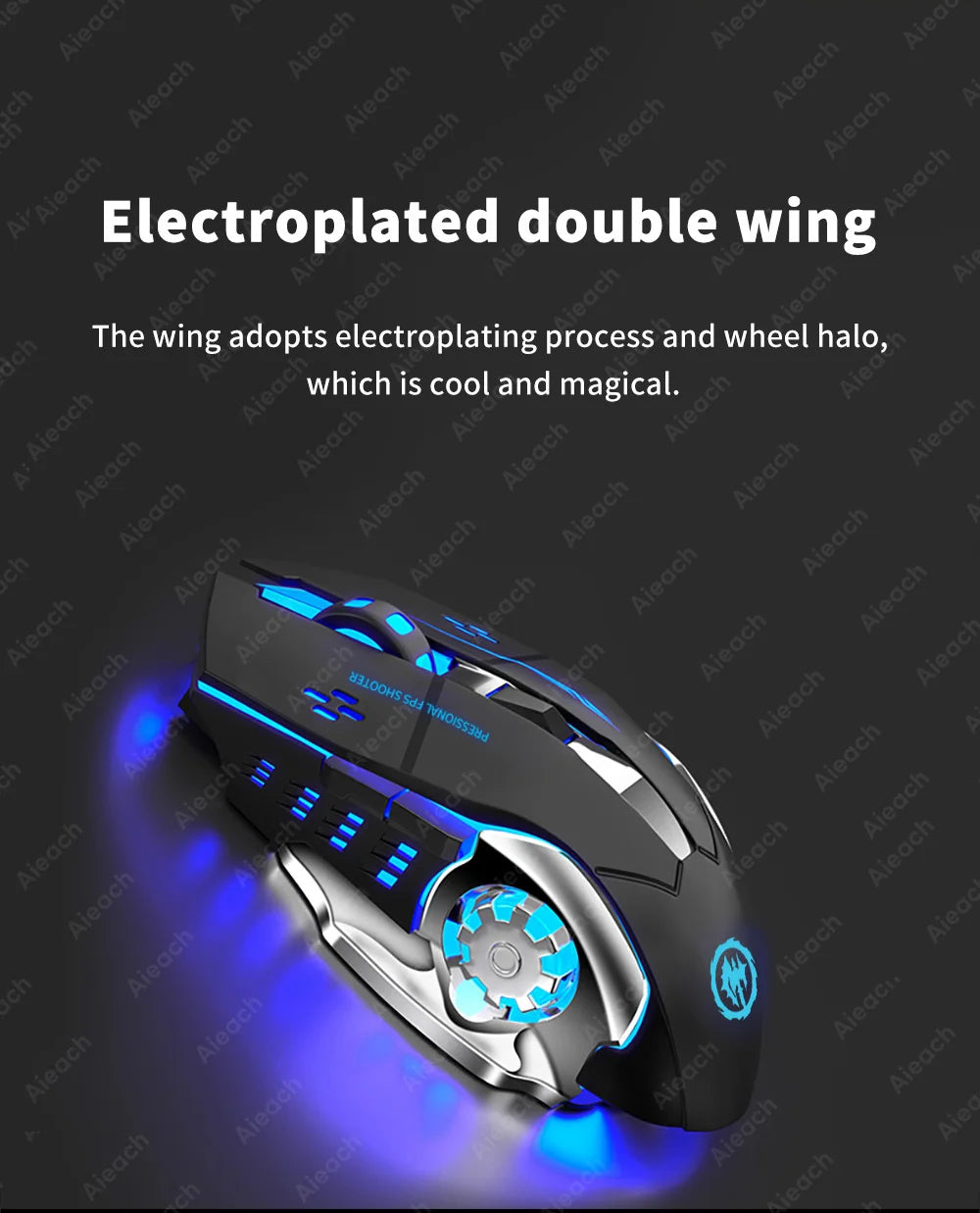 Rechargeable Wireless Gaming Mouse Bluetooth Silent Computer Mouse with RGB Backlight, USB Dual Mode, 6 Buttons, Adjustable DPI for PC, Laptop & Gaming