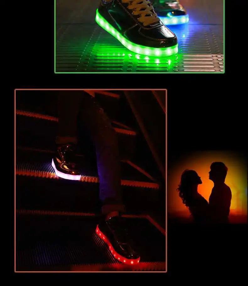 Men Shoes Glowing Light Led Women Spring Fashion Casual Sport Lamp Party Golden Silver Boots Luminous Dancing Flats Sneaker