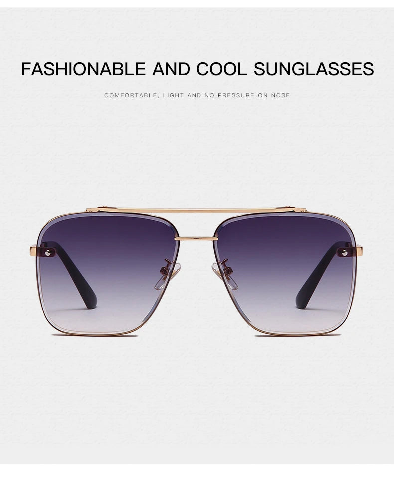 Classic Square Sunglasses Cool Men Vintage Luxury Brand Design Metal Sun Glasses Women Shades UV400 Oculos De Sol