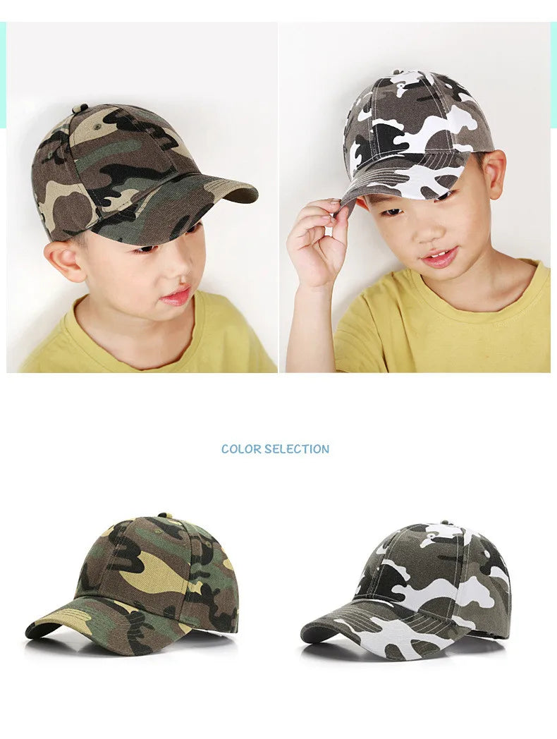 Cappellini estivi in cotone per bambini in stile mimetico, cappellini da caccia nella giungla, cappellini da baseball regolabili in stile hip-hop per neonati, maschietti e femminucce