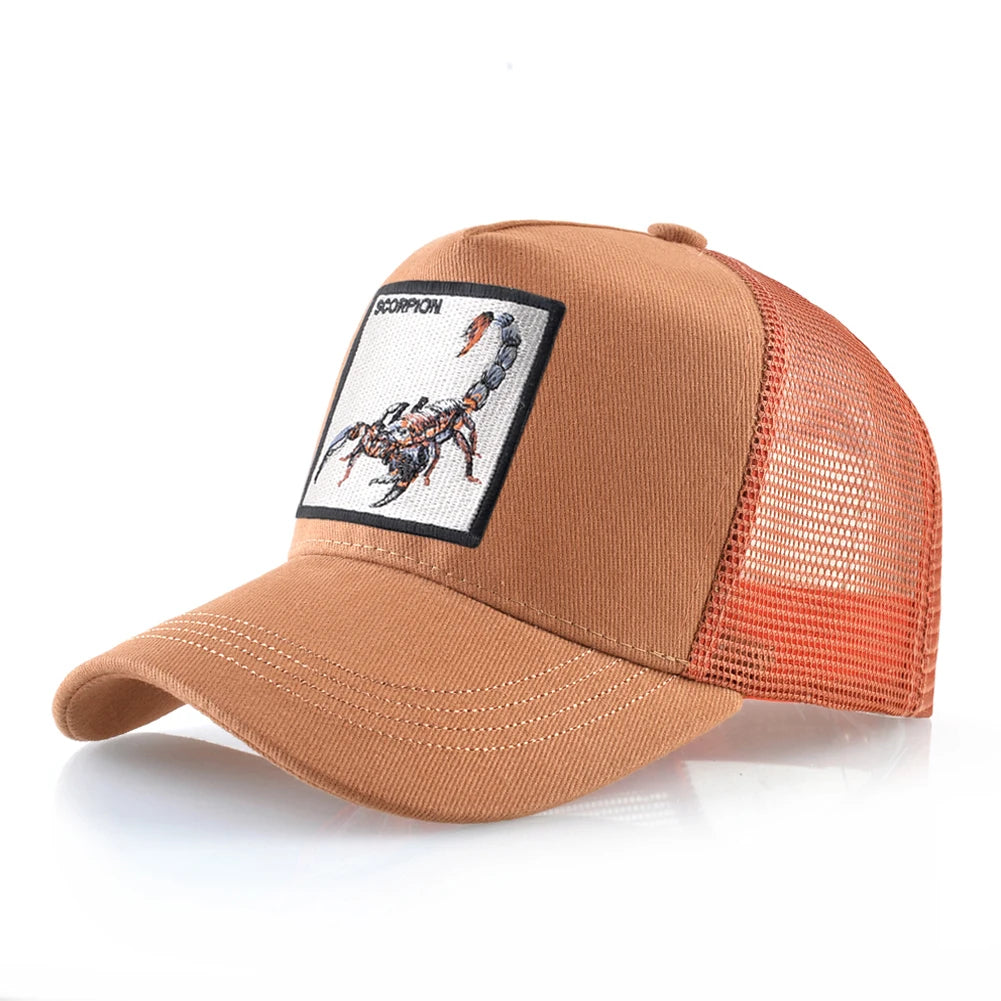 Streetwear Trucker Caps With Scorpion Patch Men's Snapback Hip Hop Baseball Cap For Women Four Seasons Fashion Casquette Hats