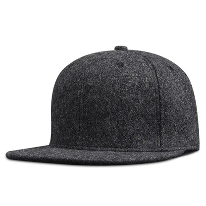 Dad Winter felt hip hop caps flat peak felt baseball cap big bone man plus size fitted snapback hats 56cm 58cm 60cm 62cm 64cm