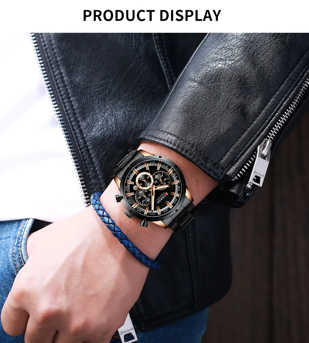 Curren Herrenuhr mit blauem Zifferblatt, Edelstahlarmband und Datumsanzeige – wasserdichte Business-Armbanduhr für Herren im Luxus-Stil