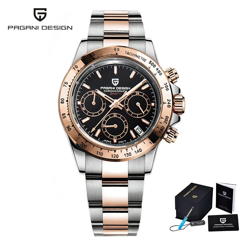 2026 New PAGANI DESIGN Chronograph Luxury Quartz Wrist Watch For Men Automatic Date 100M Waterproof JAPAN VK63 Movt Reloj Hombre