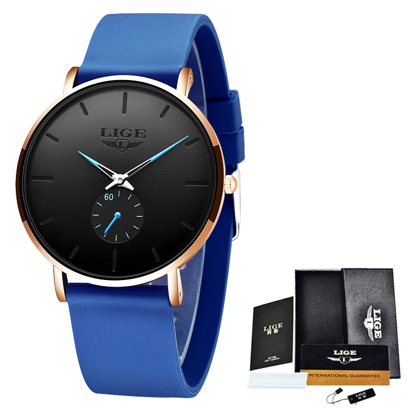 LIGE herenhorloge – Sportieve en trendy stijl, luxemerk, waterdicht, strak en ultradun ontwerp, quartzhorloge voor heren.