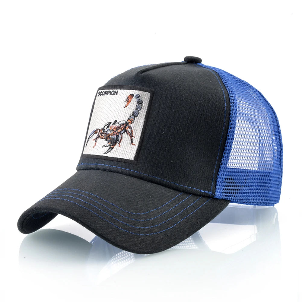 Streetwear Trucker Caps With Scorpion Patch Men's Snapback Hip Hop Baseball Cap For Women Four Seasons Fashion Casquette Hats