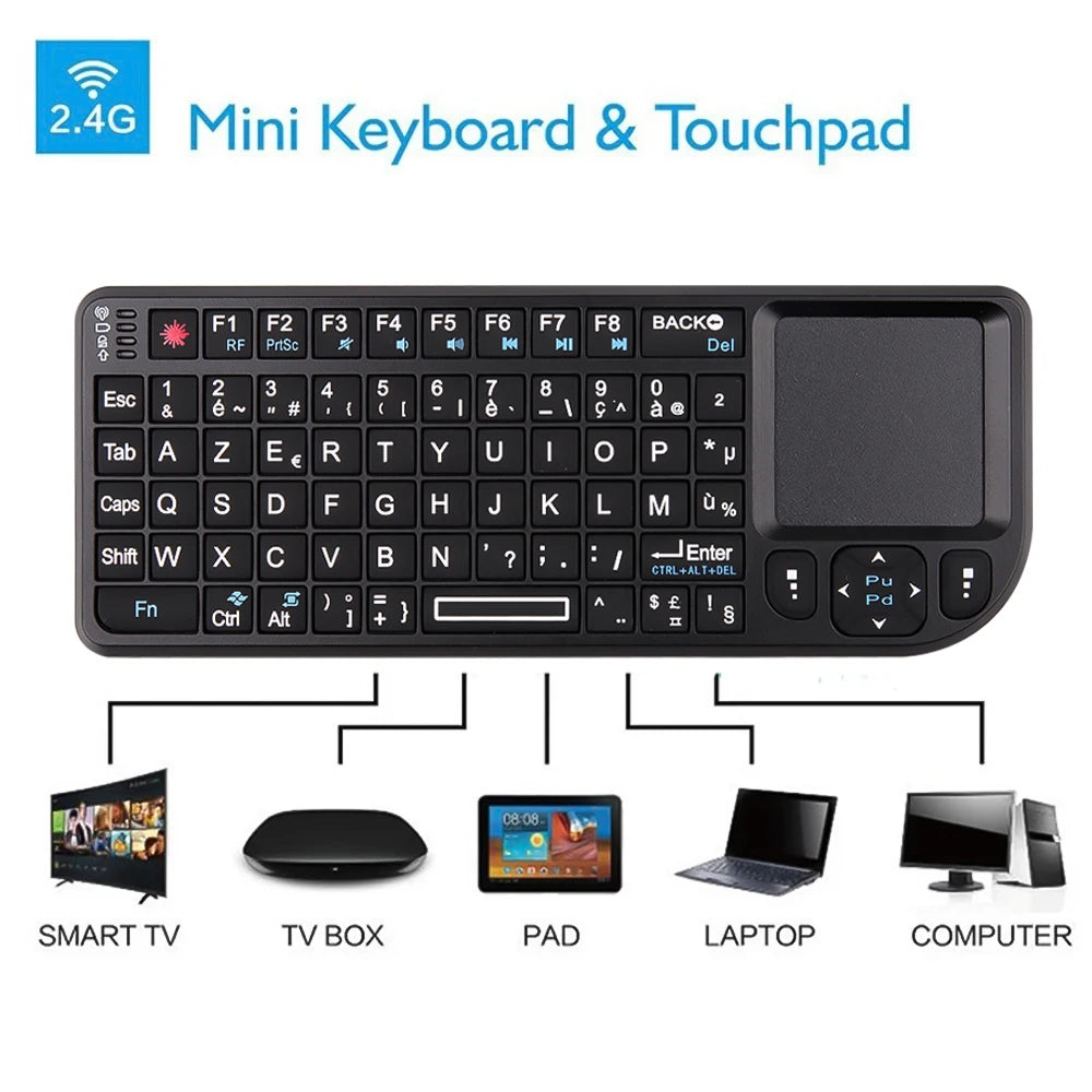 A8 Mini Wireless Keyboard 2.4G RF Backlit Touchpad Russian English Keyboard For MacBook iPad PC Tablet USBRechargeable Air Mouse