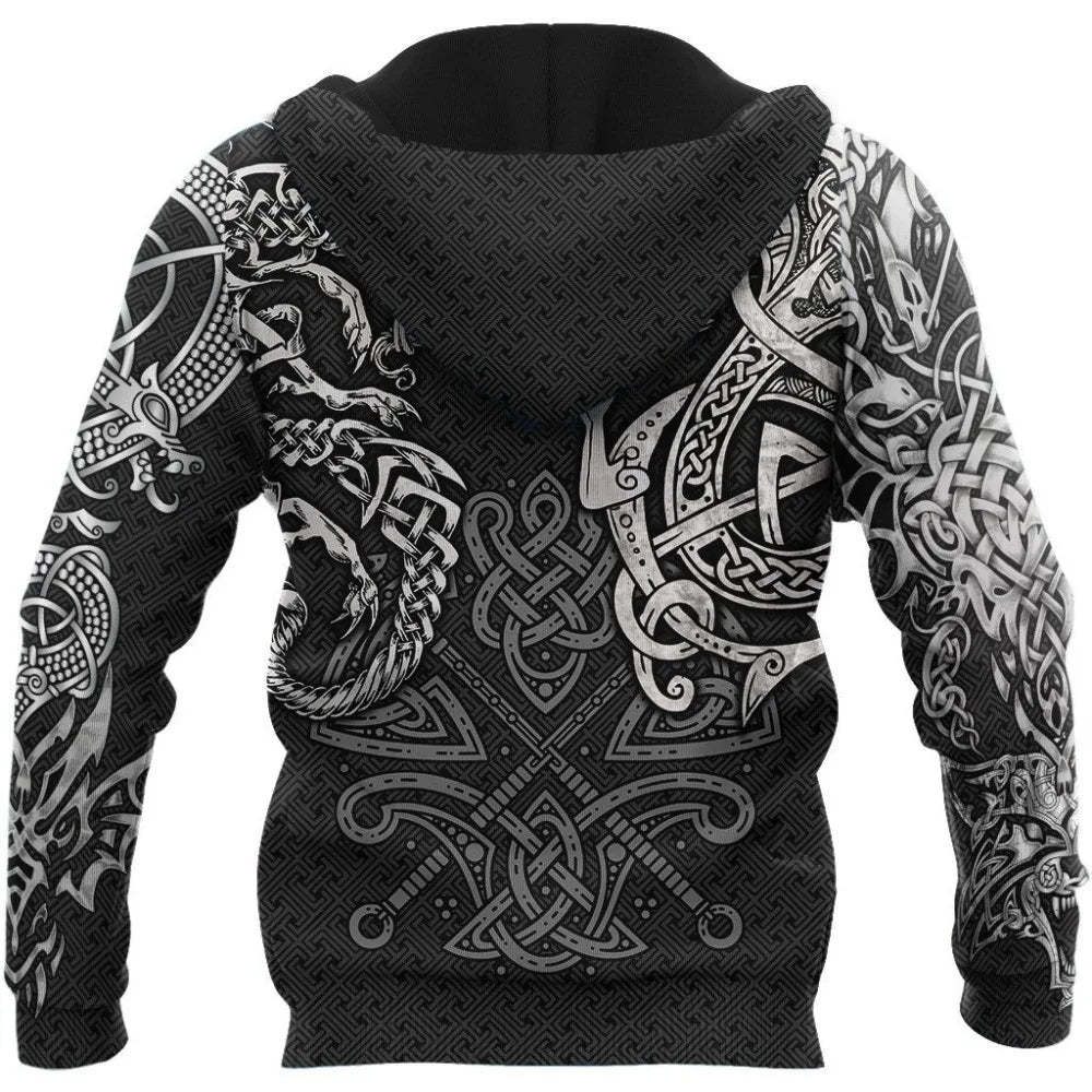 Fashion Hoodies Fenrir Wolf And Dragon Tattoo 3D All Over Printed Mens Sweatshirt Unisex Zip Pullover Casual Jacket DW0220