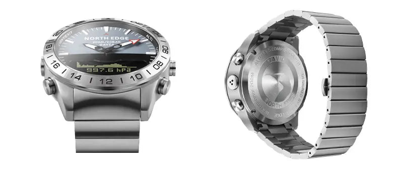 NORTH EDGE Herren-Taucheruhr Military Army Luxury aus Vollstahl – Smartwatch mit Kompass, Höhenmesser, Barometer, digitaler Uhr, wasserdicht bis 200m