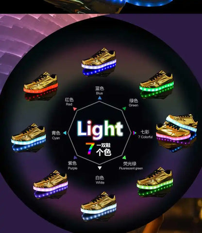 Men Shoes Glowing Light Led Women Spring Fashion Casual Sport Lamp Party Golden Silver Boots Luminous Dancing Flats Sneaker