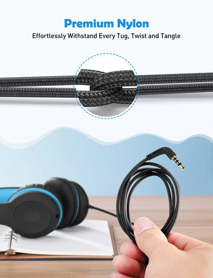 Écouteurs filaires Ow CH6S avec microphone pour enfants, matériau de qualité alimentaire, écouteurs supra-auriculaires pour enfants, IPad Kindle Morning, Max 85dB