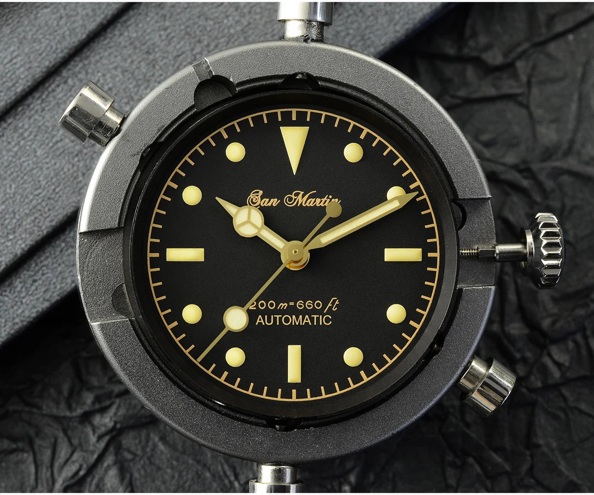 San Martin Vintage 38mm 6200 Diver Watch New Upgraded for Men Luxury NH35 Automatic Mechanical Sapphire Waterproof 200m Relojes