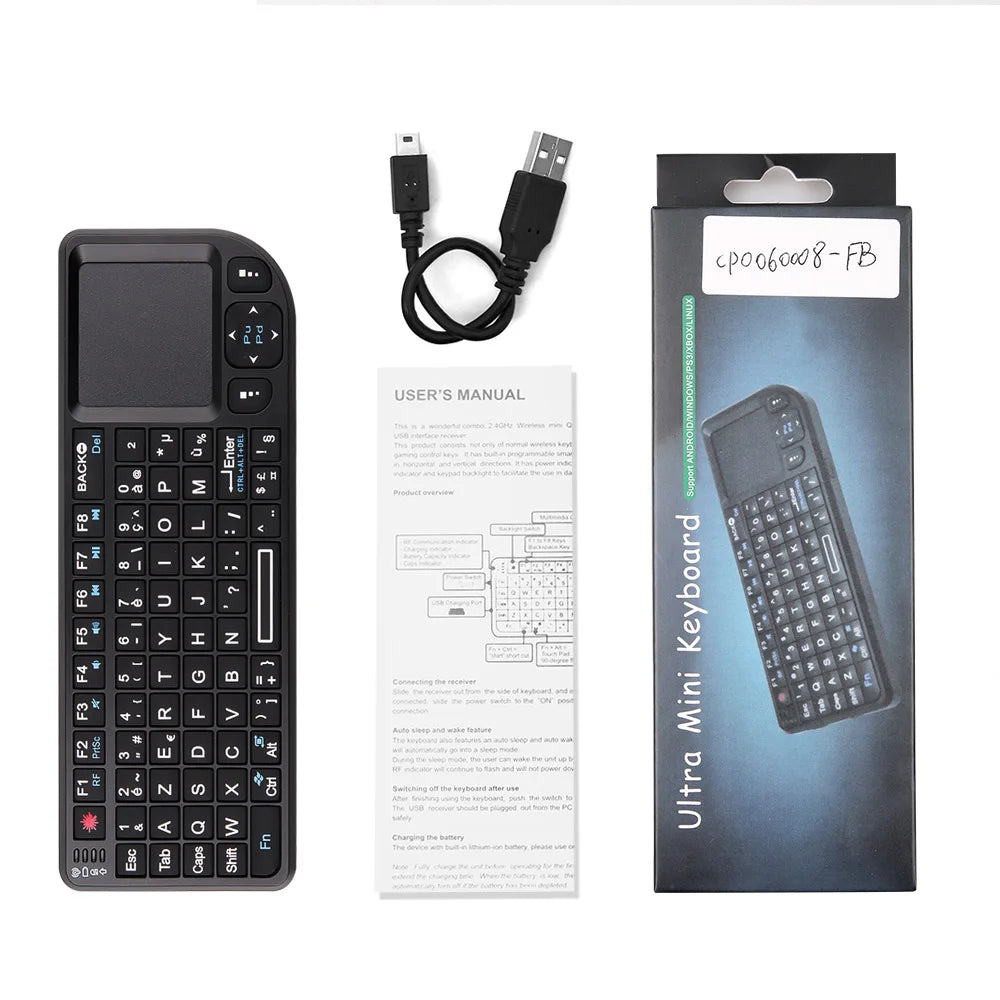 A8 Mini Wireless Keyboard 2.4G RF Backlit Touchpad Russian English Keyboard For MacBook iPad PC Tablet USBRechargeable Air Mouse