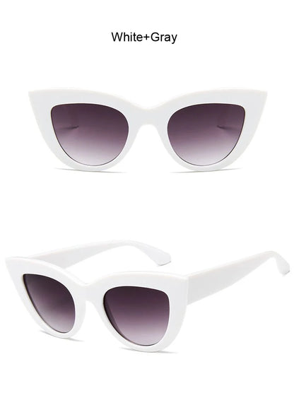 New Retro Fashion Sunglasses Woman Brand Designer Vintage Cat Eye Black Sun Glasses Female Lady UV400 Oculos